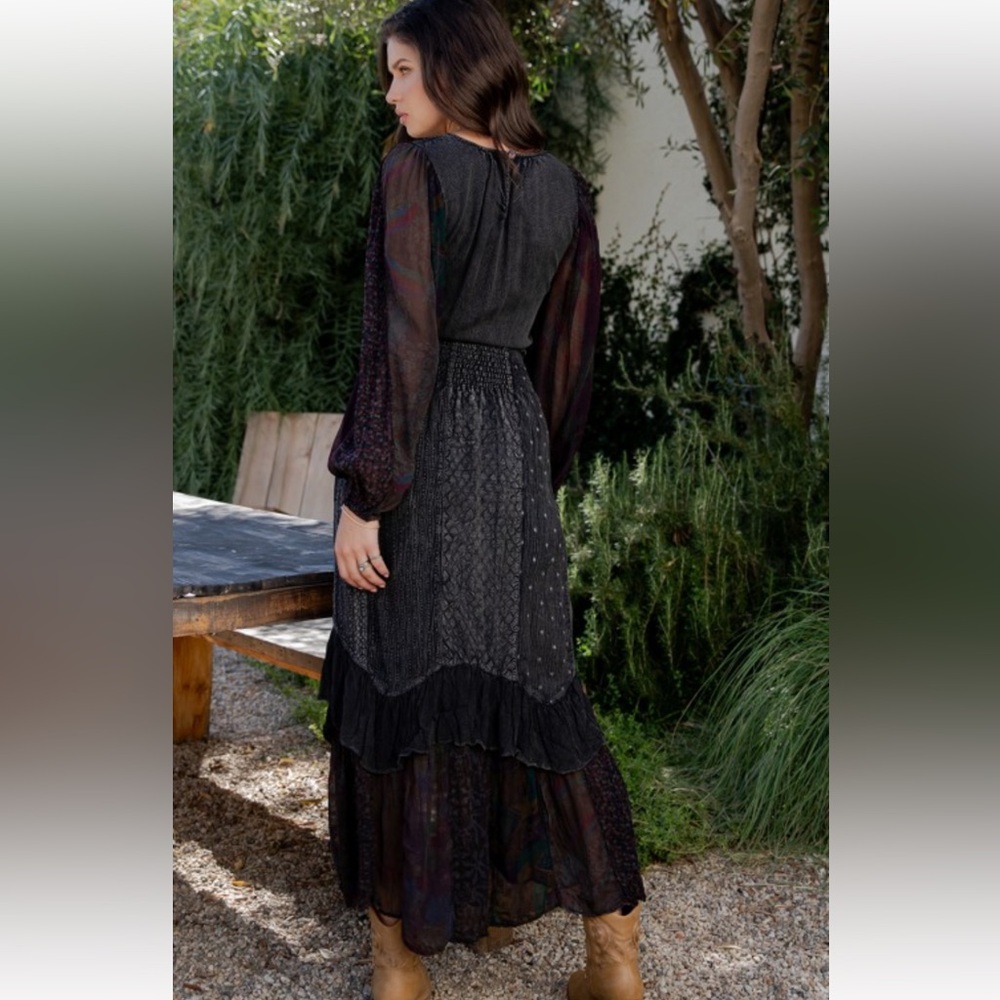 NWT YOUNG THREADS BOHO MAXI BLACK DRESS - Picture 4 of 7